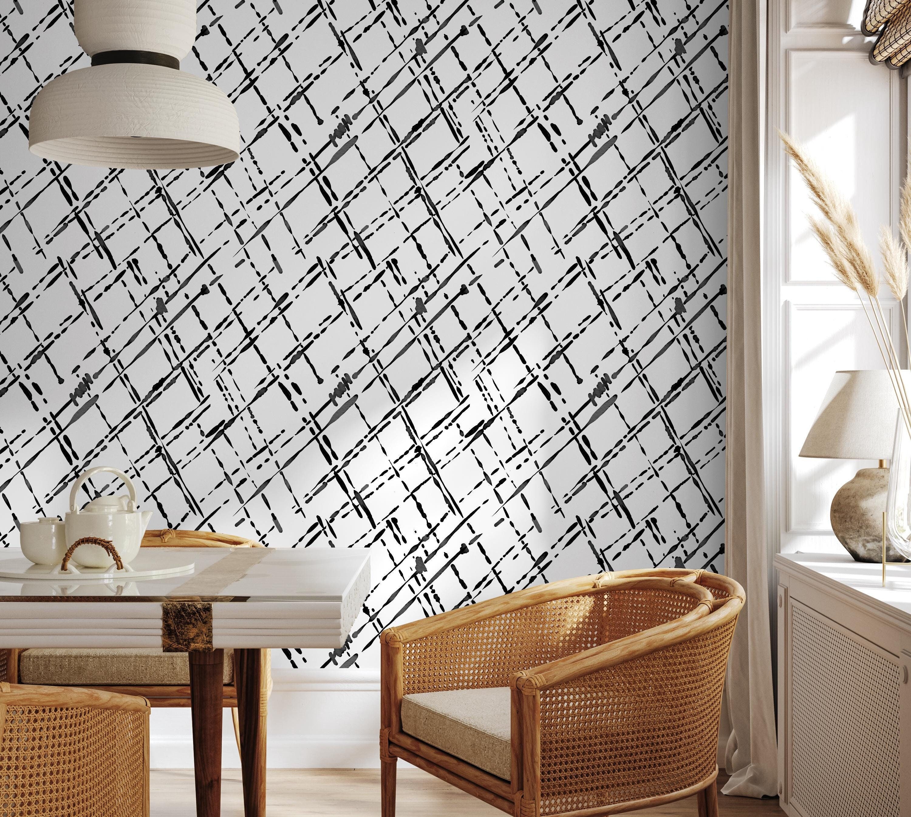 Modern Black and White Wallpaper, Minimalist Striped Wallcovering ...