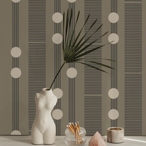 Bold Stripe Wallpaper: Modern Circle Wall Art, Peel & Stick or Traditional
