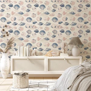 Coastal Seashell Wallpaper: Soft Beach Tones Peel and Stick Wall Decor