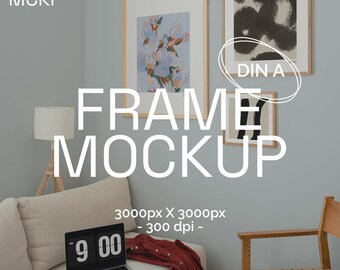 DIN A Art Frame Mockup, Framed poster mockup, interior frame mockup, three frames mockup, gallery wall mockup, art mockup, poster mockup