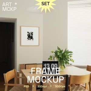SET - SQUARE framed art print interior mockup, interior mockup, modern frame mockup, apartment art mockup, PSD frame mockup, poster mockup