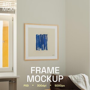 SINGLE - SQUARE art frame on the wall, living room interior mockup, art frame mockup, art print mockup, frame on the wall mockup