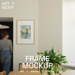 SINGLE - DIN A art frame interior mockup, modern frame mockup, apartment art mockup, PSD frame mockup, realistic frame mockup, poster mockup