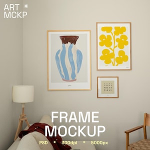 DIN A Art Frame Mockup: Gallery Wall Interior (PSD files)