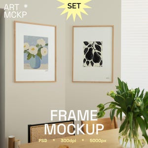 SET - DIN A framed art print mockup, interior mockup, modern frame mockup, apartment art mockup, PSD frame mockup, poster mockup