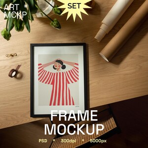 SET - DIN A black frame mockup, art print interior mockup, poster mockup, framed artwork mockup, psd interior mockup, art horizontal mockup