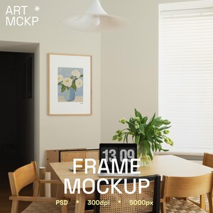 SINGLE - DIN A one art frame on the wall, living room interior mockup, modern frame mockup, art mockup, PSD art mockup, realistic mockup