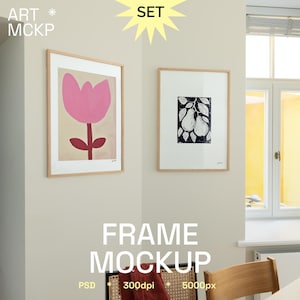 SET - DIN A framed art print interior mockup, interior mockup, modern frame mockup, apartment art mockup, PSD frame mockup, poster mockup