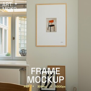 SINGLE - DIN A two art frames, living room interior mockup, framed poster mockup, interior frame mockup, PSD frame mockup, modern mockup