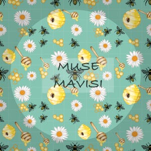 Bumblebee Daisy Sublimation Pattern, Printable Hand Drawn Seamless Digital Paper for Fabric Design, Perfect Gift for DIY Lovers,