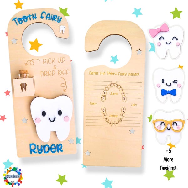 Custom Tooth Fairy Door Hanger Keepsake