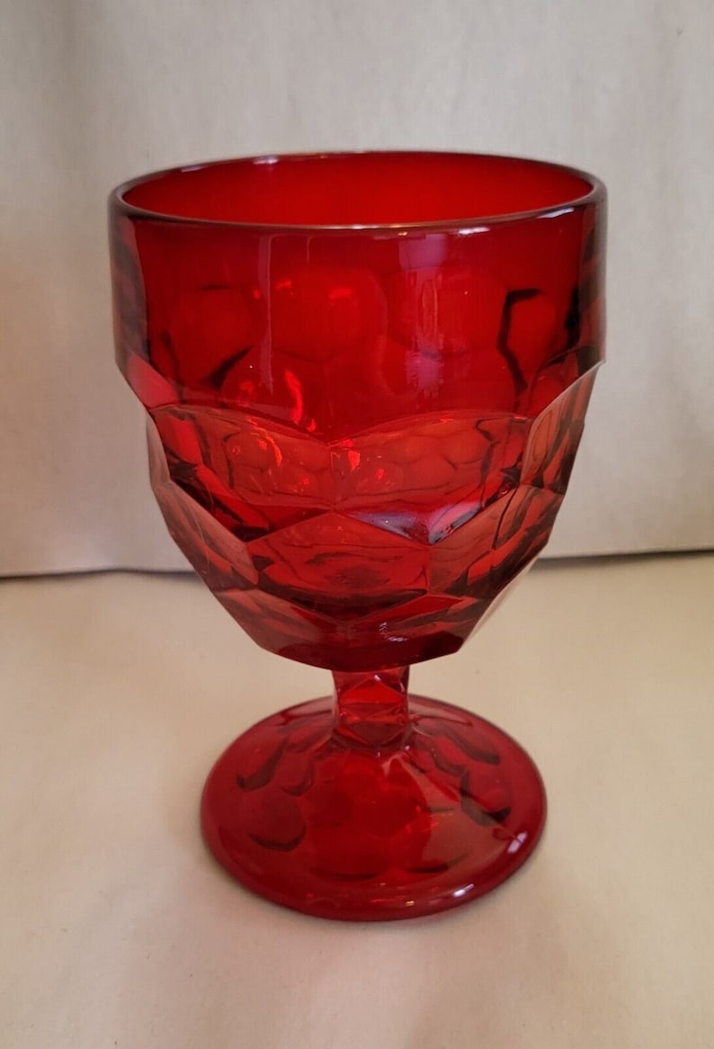 Vintage Viking Glass Water Iced Tea Goblets | Set of 2 | Ruby Red ...