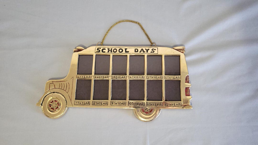 Vintage Brass School Bus Picture Frame | School Days Collage Frame ...