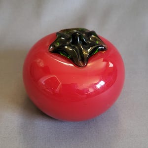 Vintage Glass Tomato | Murano Style | Hand Blown Art Glass | Kitchen Accents Home Decor | Glass Fruit Vegetable Bowl | Paperweight