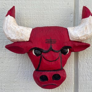 Chicago Bulls 3D Wooden Head | Bold NBA Wall Art | Chicago Basketball Decor | Handcrafted