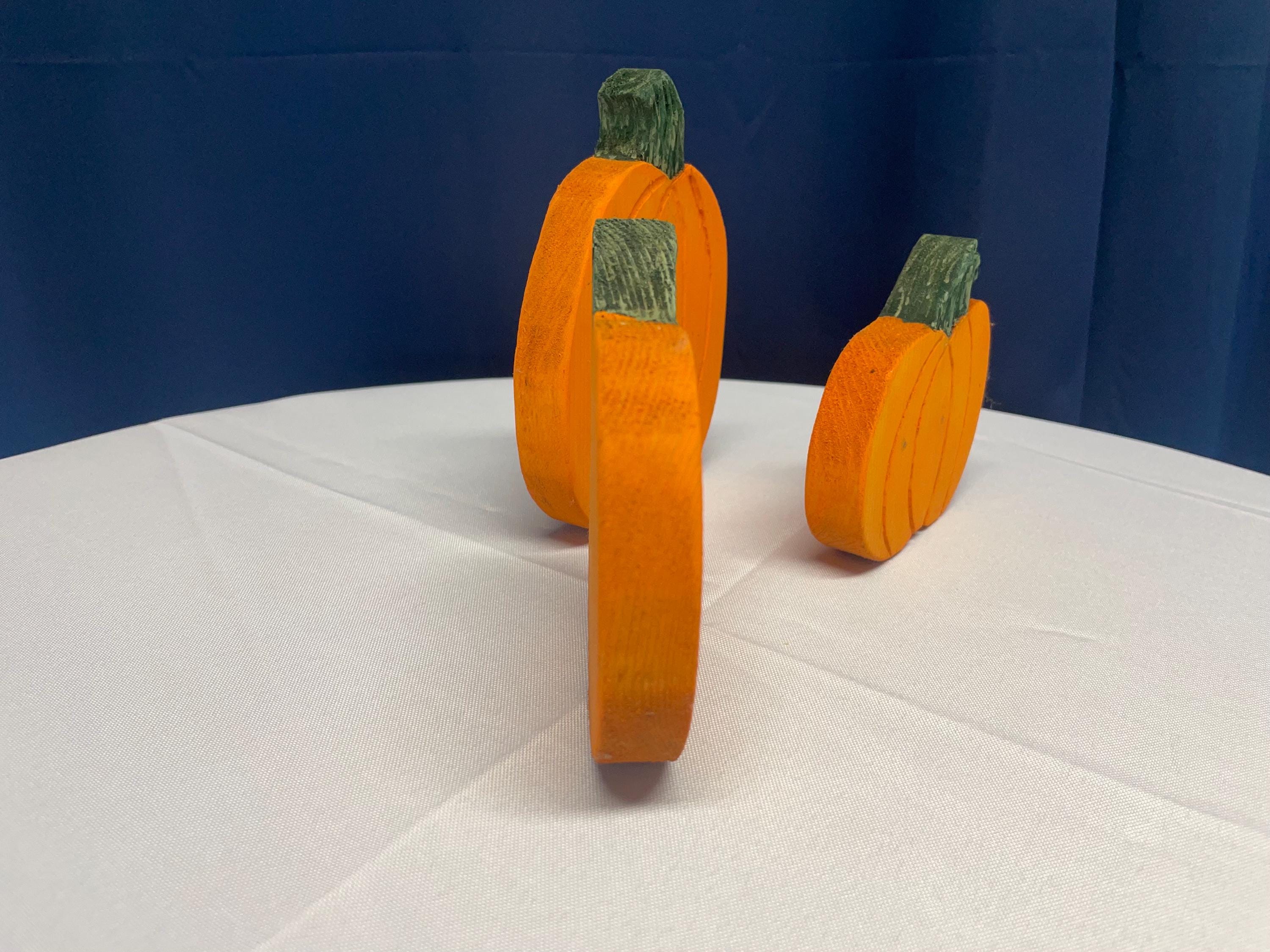 Wooden Pumpkin Figurines | Set of 3 Fall Decor | Rustic Autumn Pumpkins ...