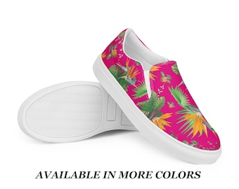 Zapatos sin cordones para mujer, estilo tropical, estilo ave del paraíso, informales, para vacaciones, playa, idea de regalo para aniversario, cumpleaños, estilo deportivo, estilo callejero