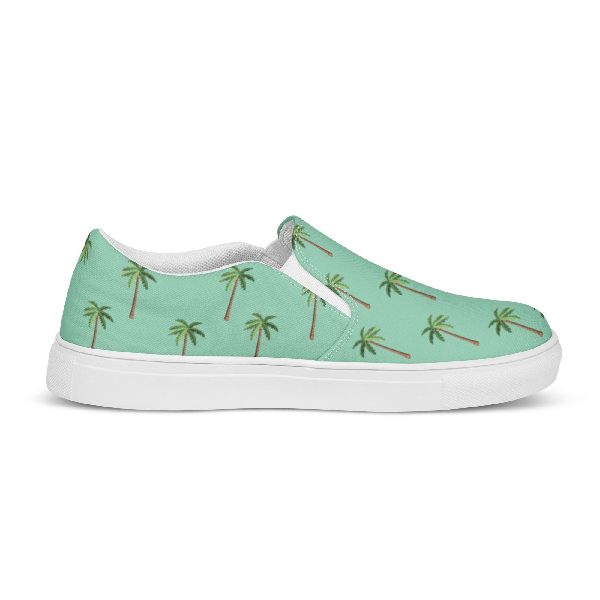Mens Slip on Palm Tree Pattern Sneaker Tropical Print Boat 