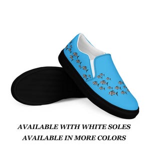 Mens blue Boat Shoes Fish Marine Biology Slip-On Loafers Casual Walking Gift fish Lovers Nautical Athleisure Street Style fisherman gift