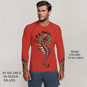 Surf Rash Guard Swimming Shirt Sun Protection Beach Athletic UPF 50 Moisture Wicking Swim Top Water Sport Summer Beach Fish Pattern Surf