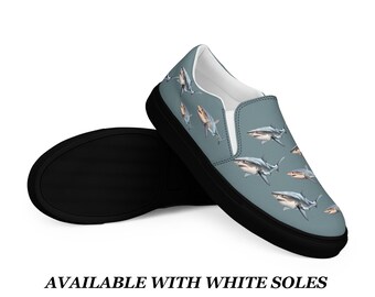 Mens Canvas Shoes Slip On Sneakers  Boat Shoes Shark Design Mens Loafer athleisure Shoes Canvas Slip Ons Comfortable Breathable street style