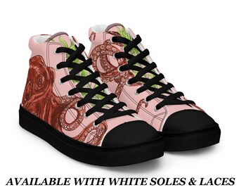 Womens Octopus Print High Top Sneaker Ocean Themed Shoe Marine Biology athleisure Footwear Sea Life Street Style Fashion Unique Scuba Diver