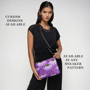 Floral Crossbody Bag Purple Design Daisy Print Shoulder bag Clutch floral Summer Style Lightweight Purse over shoulder bag Teen purse gift