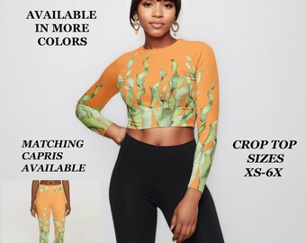 Long Sleeve Crop Top Sustainable Workout Athletic Wear Beach Cover Up Yoga Fitness Sport Sun Protection Water Sport Eco Fashion gift idea