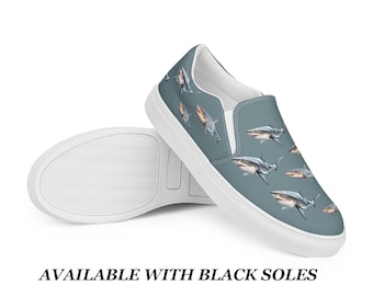 Zapatos de lona con diseño de tiburón para hombre, zapatillas sin cordones, zapatos casuales, zapatos náuticos, mocasines, zapatos de verano, lona, diseño de tiburón, cómodos, transpirables, tema oceánico