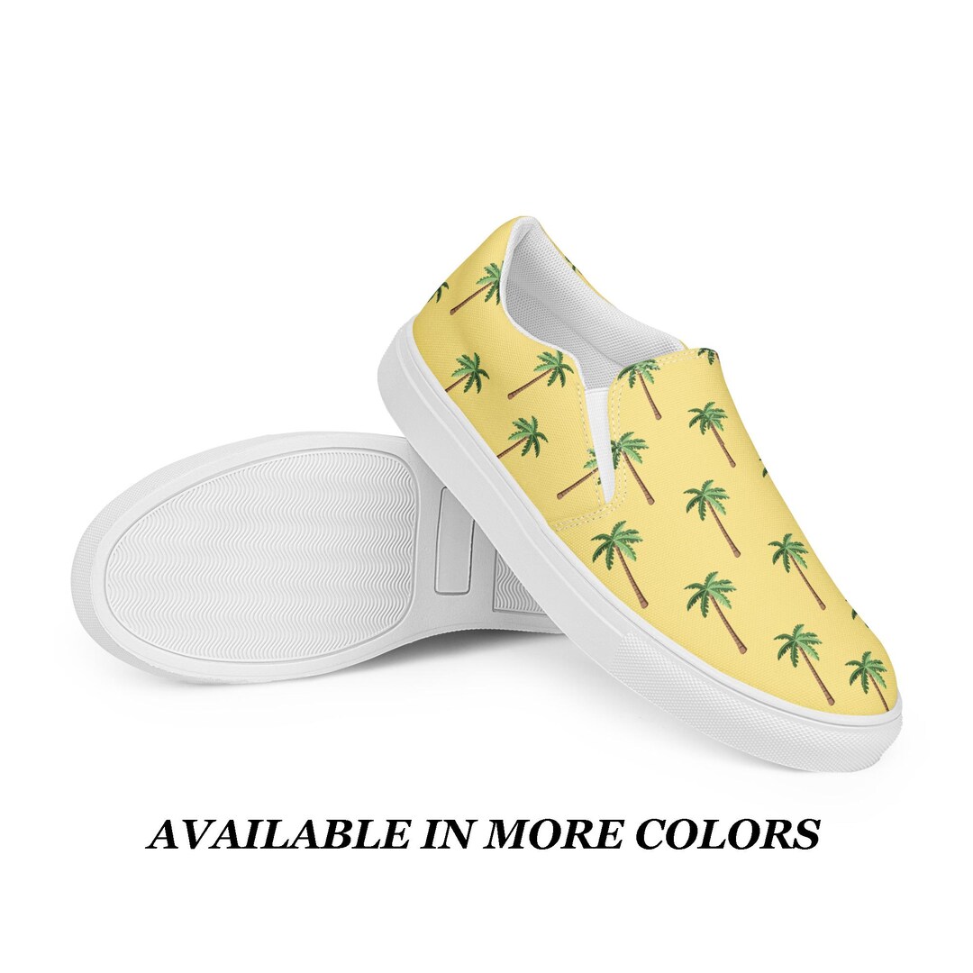 Green Palm Tree Hawaiin Print Men's Low Top Shoes