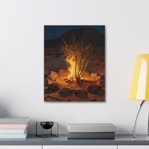 Cuadro de la Zarza Ardiente / Pintura del Lugar Sagrado de Éxodo 3:5, Arte Bíblico de Moisés, Regalo para la Llamada Cristiana imagen 7