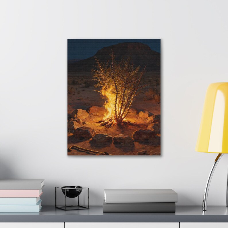 Cuadro de la Zarza Ardiente / Pintura del Lugar Sagrado de Éxodo 3:5, Arte Bíblico de Moisés, Regalo para la Llamada Cristiana imagen 7