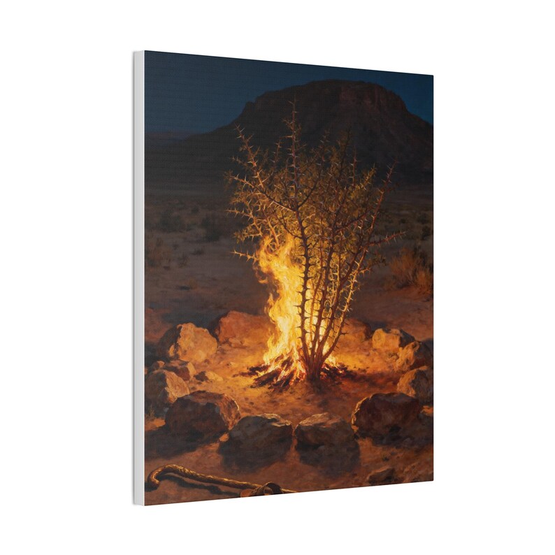 Cuadro de la Zarza Ardiente / Pintura del Lugar Sagrado de Éxodo 3:5, Arte Bíblico de Moisés, Regalo para la Llamada Cristiana imagen 6