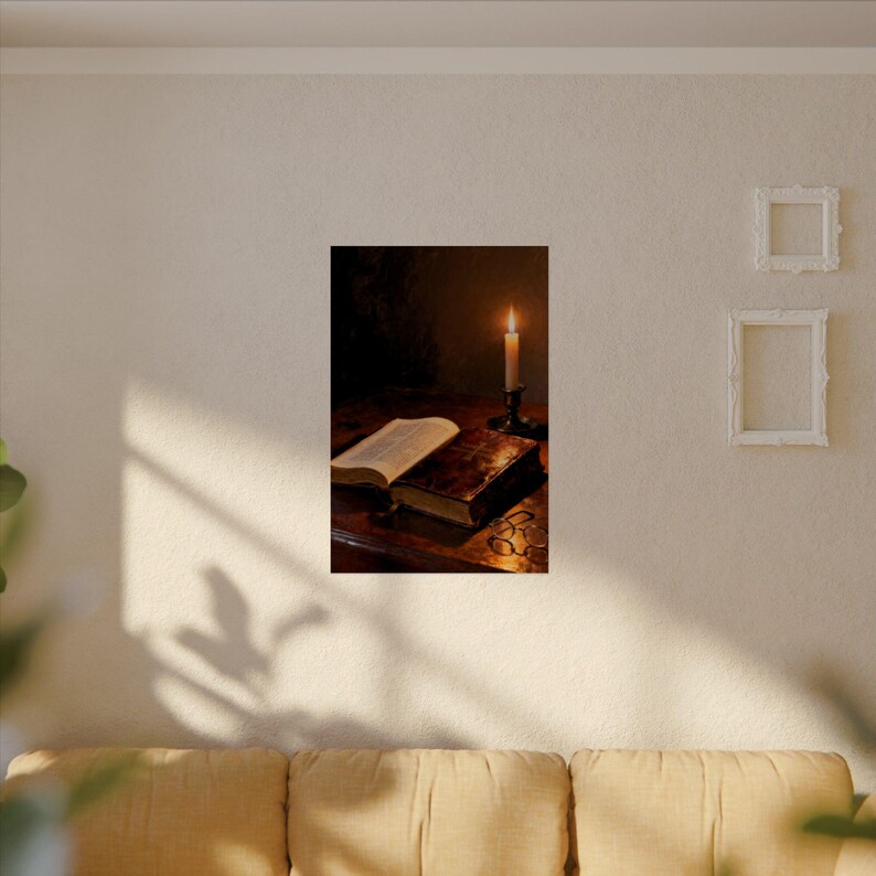 Open Bible Poster | Candlelit Scripture Still Life, Psalm 119:105 Lamp Unto My Feet Wall Art, Bible Study Gift Print image 14