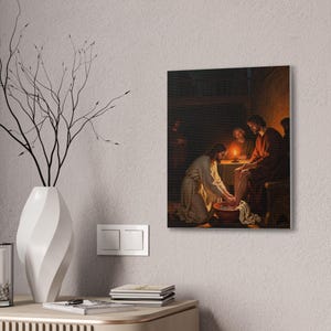 Jesus Washing Feet Canvas Wall Art | John 13:14 Servant Leadership Gift, Foot Washing Painting, Pastor Appreciation image 8