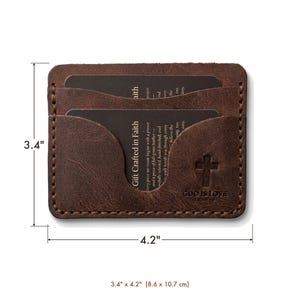 God Is Love Leather Card Holder Wallet — Christian Gift, Full-Grain Cowhide, Jordan Brown bild 4