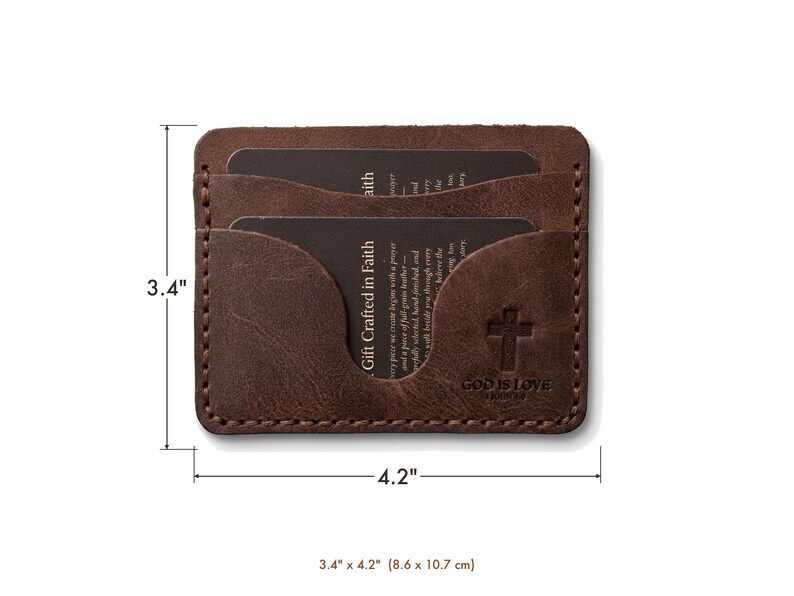 God Is Love Leather Card Holder Wallet — Christian Gift, Full-Grain Cowhide, Jordan Brown bild 4
