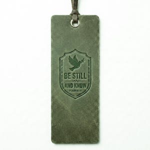 Be Still and Know Leather Bible Bookmark – Eden Green Full-Grain Cowhide Tassel Christian Gift afbeelding 5