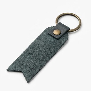 Rejoice in the Lord Always Leather Flat Keychain — Christian Gift, Full-Grain Cowhide, Eden Green image 3