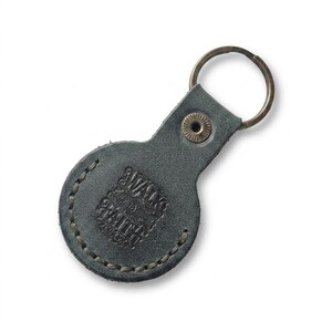 Walk by Faith Leather AirTag Keychain — Christian Gift, Full-Grain Cowhide, Eden Green image 2