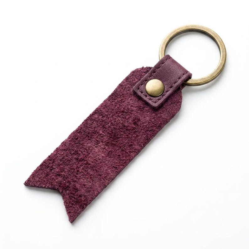 The Lord Is My Shepherd Leather Flat Keychain — Christian Gift, Full-Grain Cowhide, Pentecost Red image 4