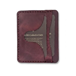 „Ich fürchte kein Böses“ – Leder-Kartenetui – Christliches Geschenk, Vollnarben-Rindsleder, Pfingstrot Bild 3