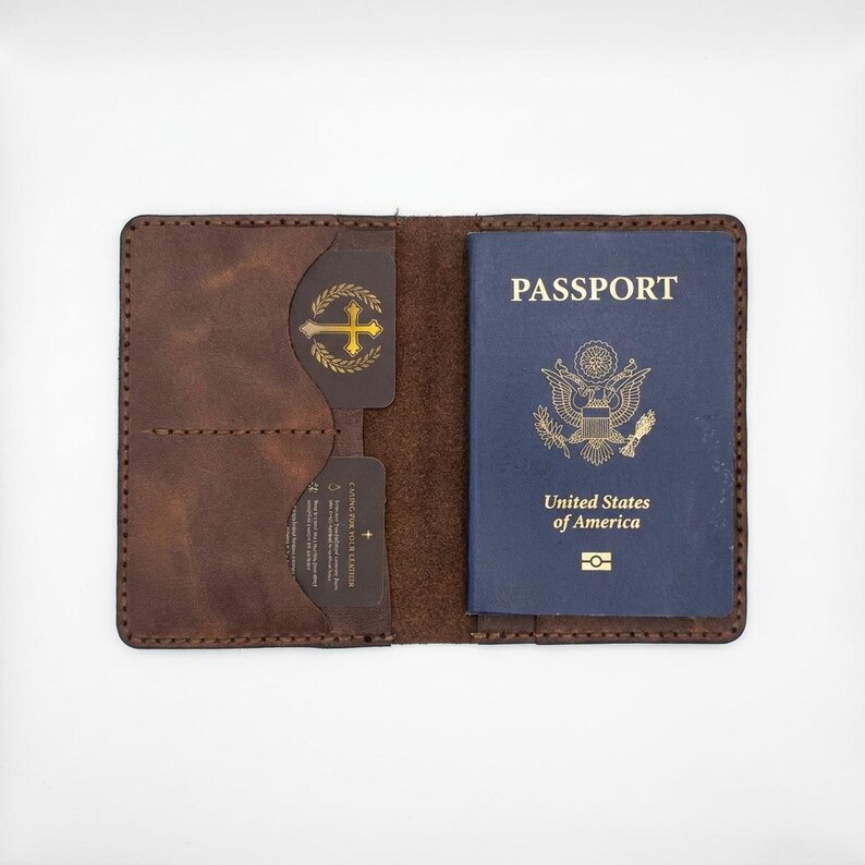 I Will Fear No Evil Leather Passport Holder — Christian Gift, Full-Grain Cowhide, Jordan Brown image 5