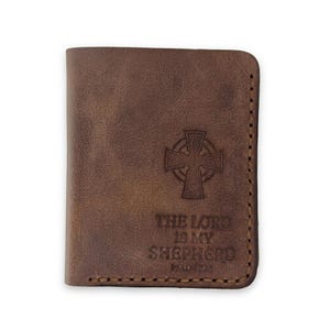 The Lord Is My Shepherd Minimalist Leather Wallet — Christian Gift, Full-Grain Cowhide, Jordan Brown Bild 6