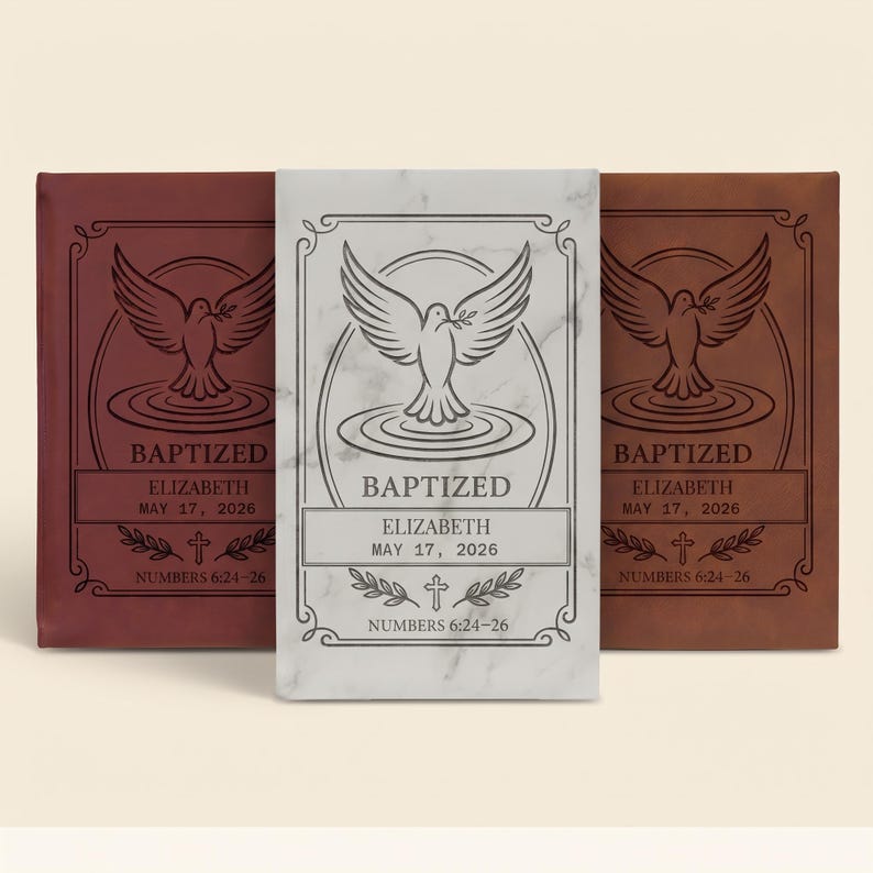 Baptized Dove Engraving Journal | Vegan Leather Personalized Baptism Journal image 5
