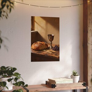Bread and Cup Poster | Communion Wall Art, John 6:35 Bread of Life Print, First Communion Gift, Christian Kitchen Decor image 10