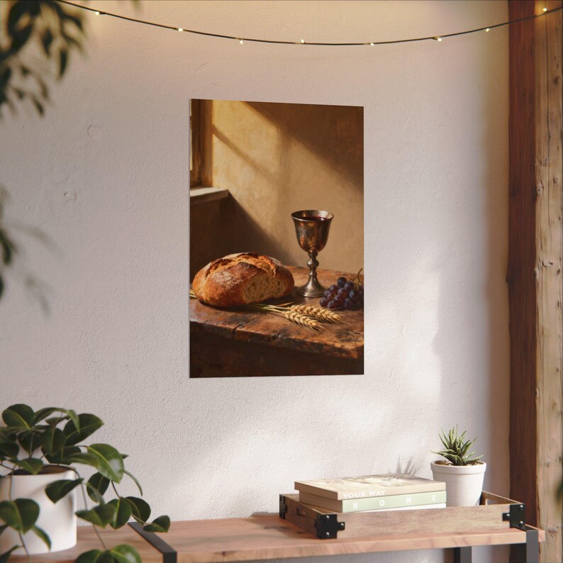 Bread and Cup Poster | Communion Wall Art, John 6:35 Bread of Life Print, First Communion Gift, Christian Kitchen Decor image 10