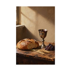 Bread and Cup Poster | Communion Wall Art, John 6:35 Bread of Life Print, First Communion Gift, Christian Kitchen Decor image 11