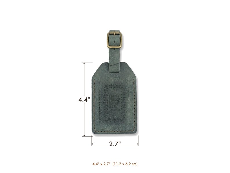 Gepäckanhänger „Ich fürchte kein Übel“ aus Leder – Christliches Geschenk, Vollnarben-Rindsleder, Edengrün Bild 7