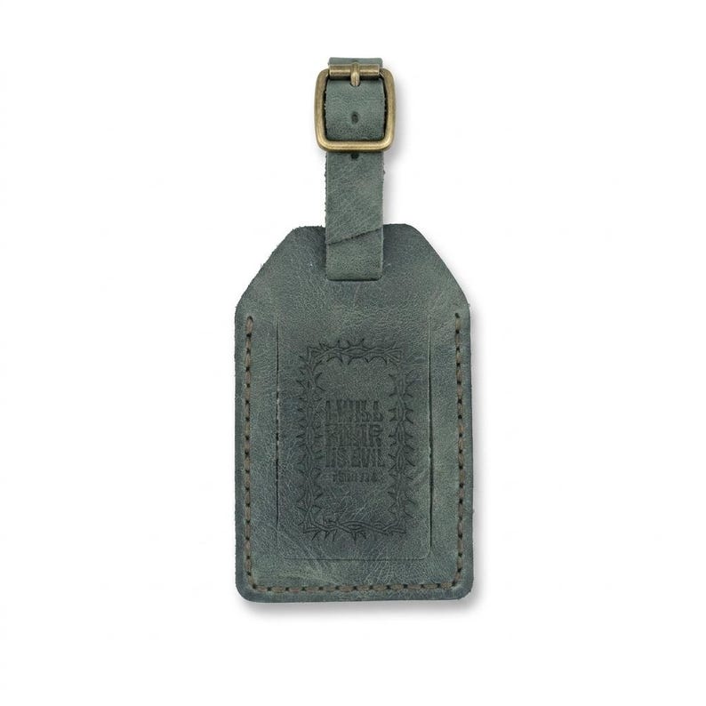 Gepäckanhänger „Ich fürchte kein Übel“ aus Leder – Christliches Geschenk, Vollnarben-Rindsleder, Edengrün Bild 4